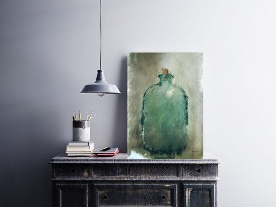 Green Glass Bottle - Still Life