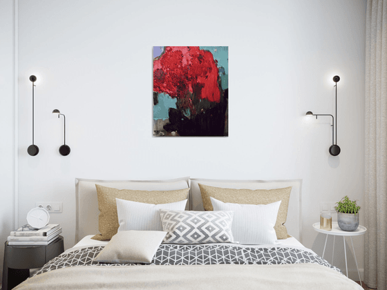 The red flowers.