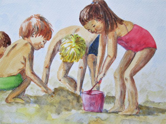 Children playing at the Beach