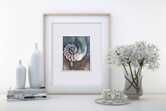 Sea Wish 2 - Abstract Nautilus Shell Painting