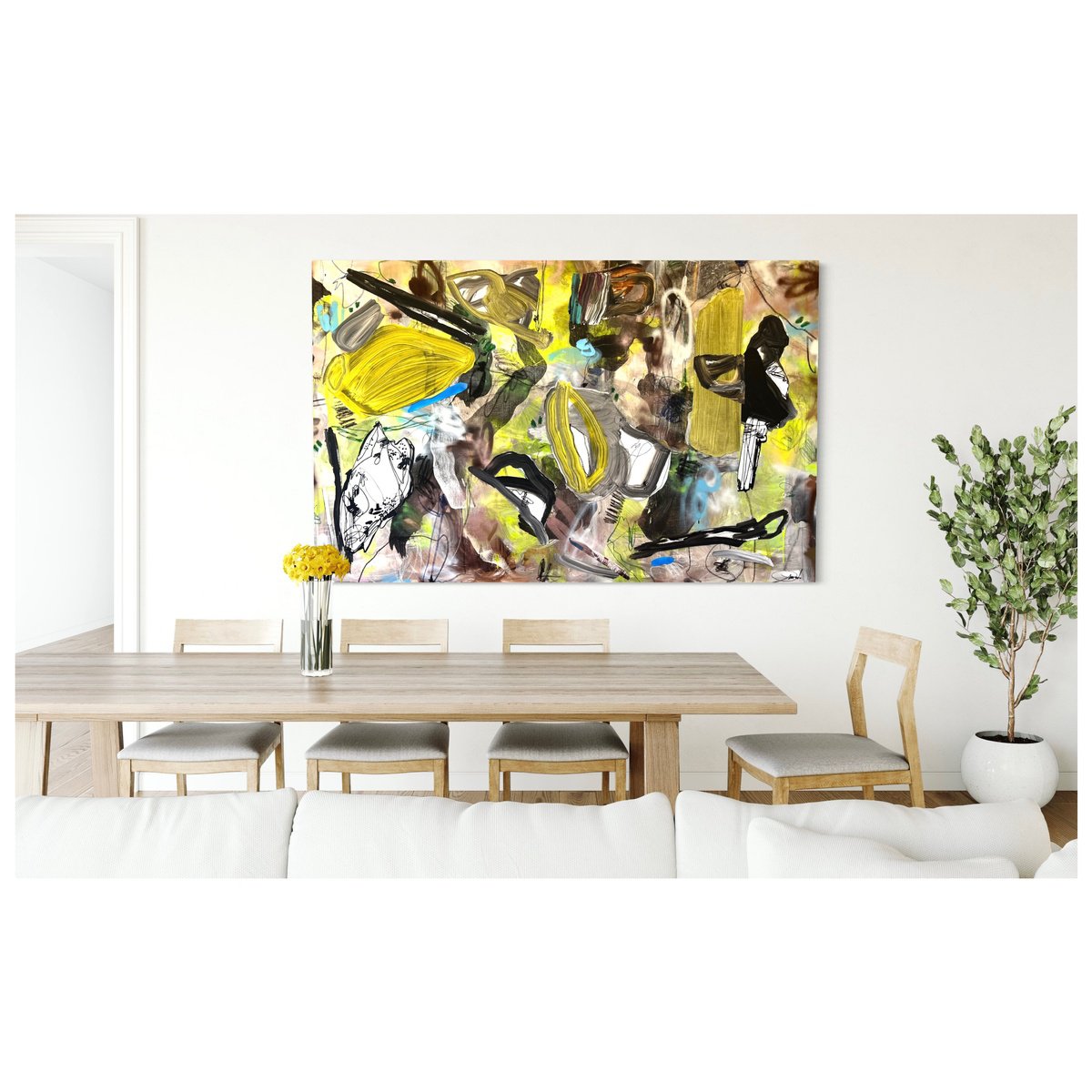 Expressive Abstract Painting By Maria Esmar, 87 X 55", Beyond Borders, Original Artwork