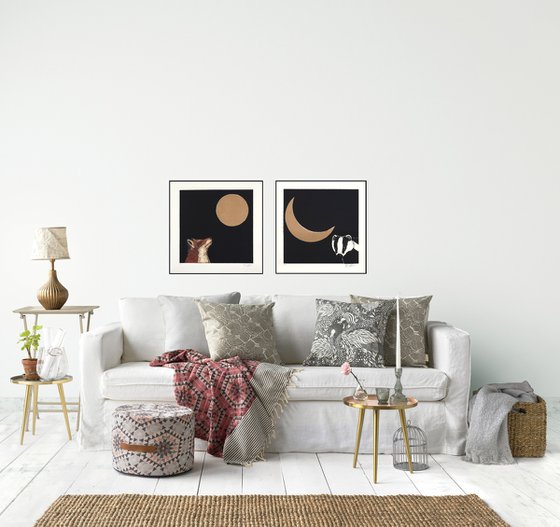 Midnight Fox and Midnight Badger Printset