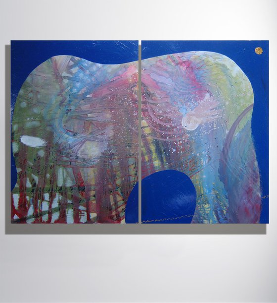 "Elephant and ocean" diptych