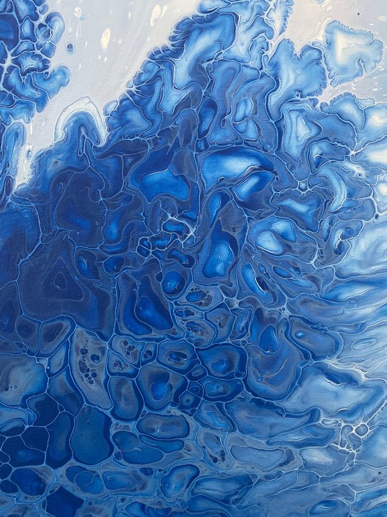 "Water Splitting" - Original Abstract PMS Fluid Acrylic Painting - 16 x 20 inches