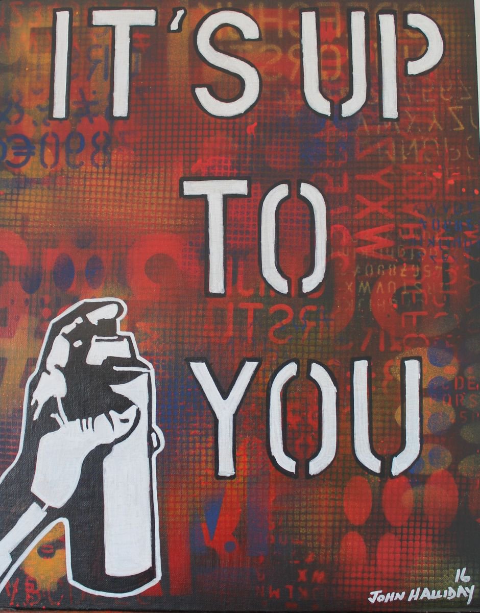 Urban And Pop Abstract Acrylic Painting By John Halliday, 16 X 20, It