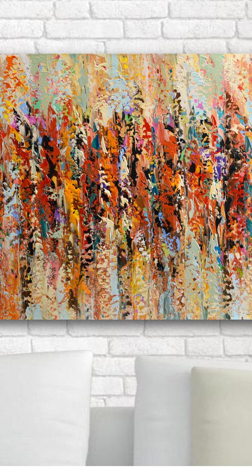 Colorful Autumn - Abstract Landscape Painting, Palette Knife Art by Olga Tkachyk
