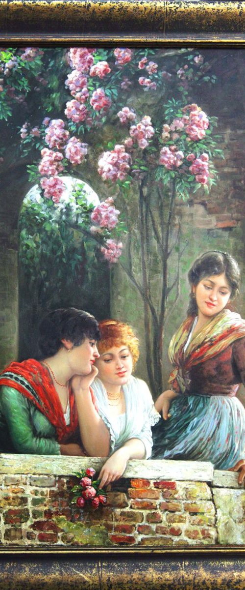 Romantic early century Italian street scene with frame (3181) by GOUYETTE jean-michel