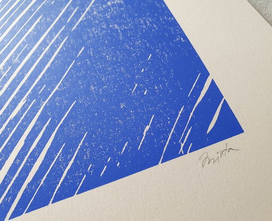 Blue palm leaf ⋅ Linocut print