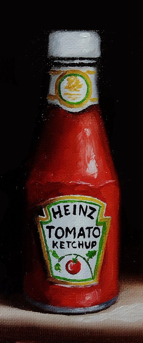 Ketchup bottle framed still life by Jane Palmer Art