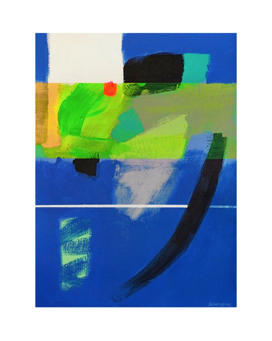 Ultramarine and Green Abstract