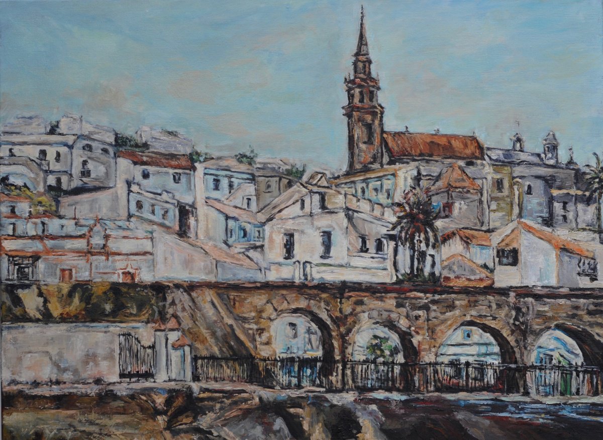 Impressionistic Cityscapes Oil Painting By Fuensanta Ruiz Urien, 31 X 24, Pinceladas De Una Madre, Original Artwork