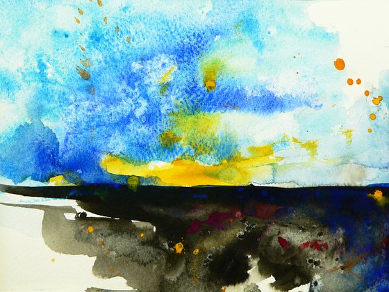 Mud steppe, original watercolor