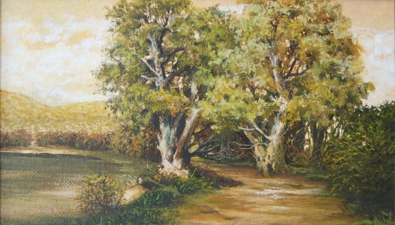 Impressionist landscape painting 'Oaks'