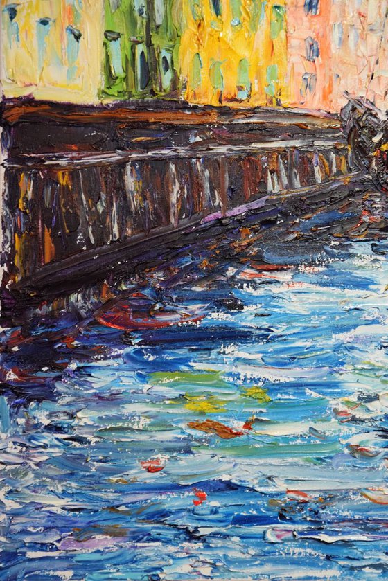 Original oil painting Harbour Nyhavn in Copenhagen