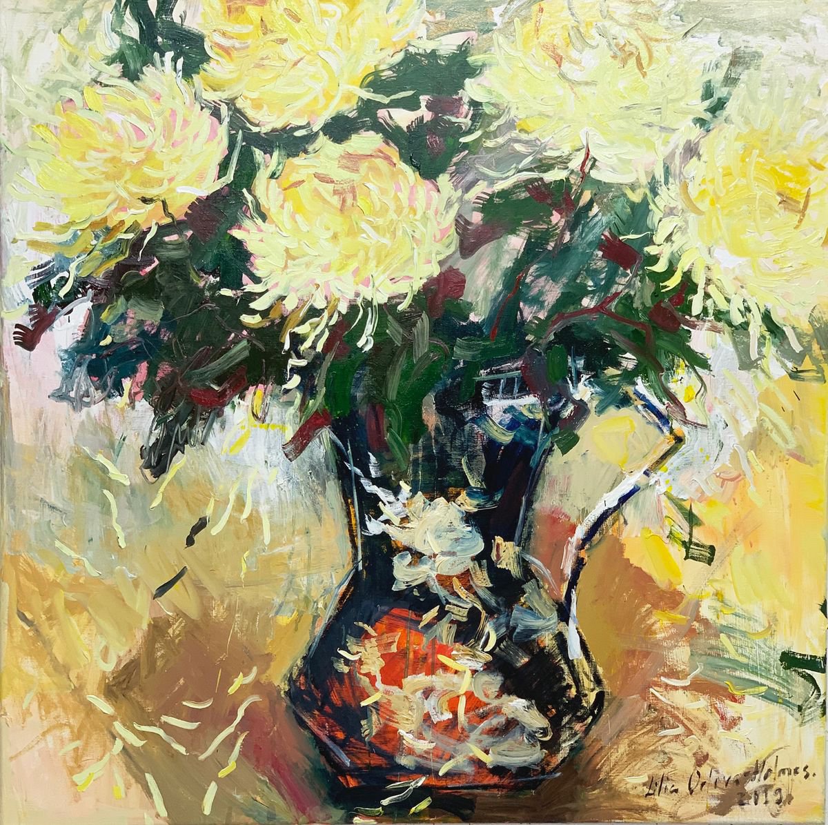 The scent of lemon chrysanthemums by Lilia Orlova-Holmes