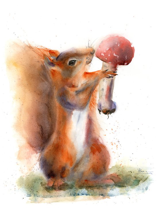 Squirrel with mushroom