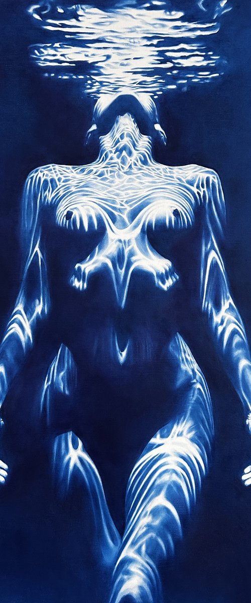 Siren's Breath - Large Blue Underwater Nude by Julia Shilo