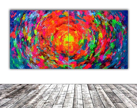 Gypsy Skirt Rounded VII - 200x100 cm - XXXL Large Modern Abstract Big Painting - Ready to Hang, Office, Hotel and Restaurant Wall Decoration