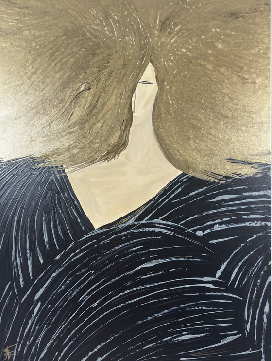 "Doree " - Gold Figurative Portrait
