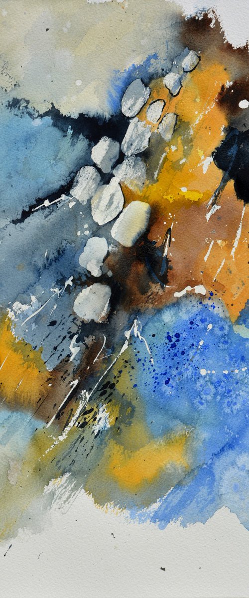 Rolling stones    - abstract watercolor - by Pol Henry Ledent