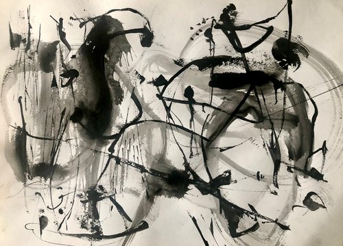 Black and white abstract painting. Untitled by Ilaria Dessí