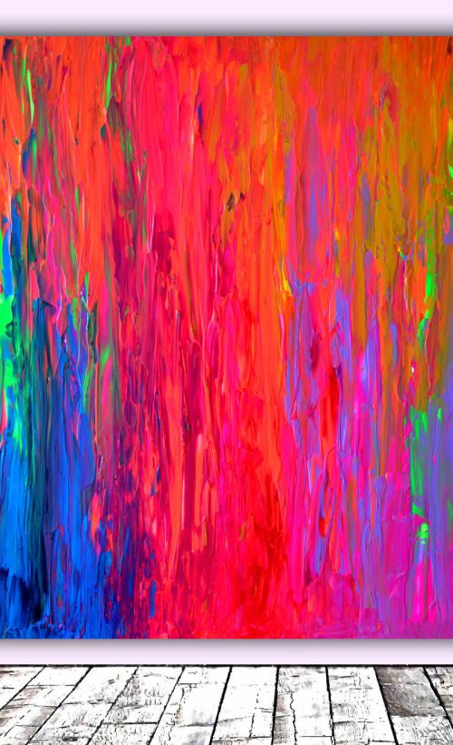 Happy Gipsy Girl Dancing Around the Fire - XXXL Huge Modern Abstract Big Painting, FREE SHIPPING - Large Painting - Ready to Hang, Hotel and Restaurant Wall Decoration by Soos Tiberiu