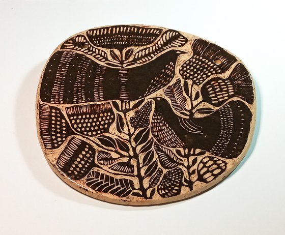 Ceramic panel Bird 18 x 16 cm