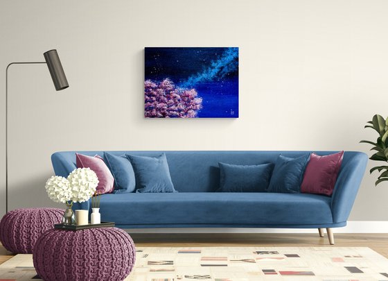 Cherry blossoms under the Milky Way