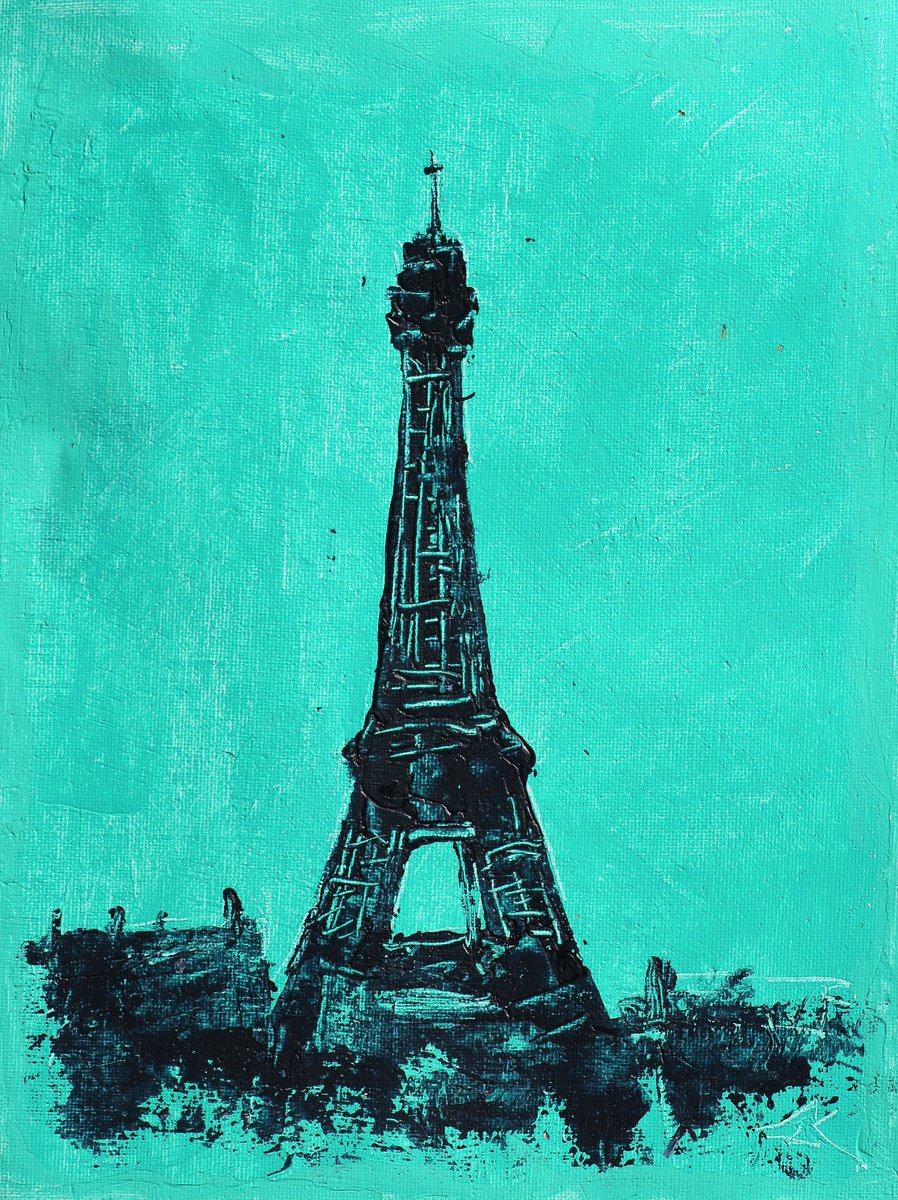 Impressionistic Cityscapes Acrylic Painting By Denys Kuvaiev, 9 X 12, Eiffel Tower, Original Artwork