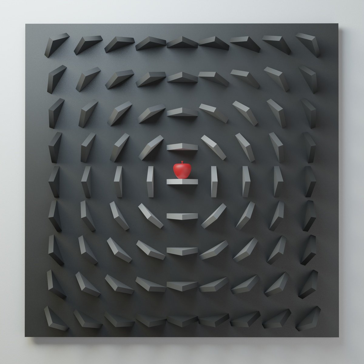 Geometric Abstract Wood Sculpture By Nazar Symotiuk, 39 X 39", Forbidden Fruit, Original Artwork