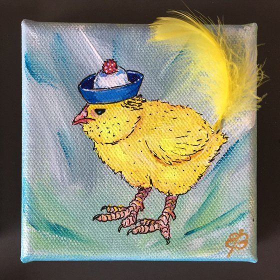 Chick with a sailor hat