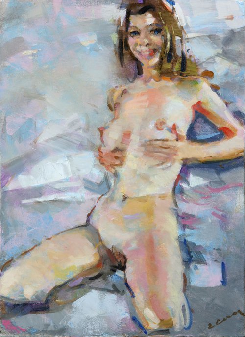 Acrylic  Painting on canvas "Nude" by Eugene Segal