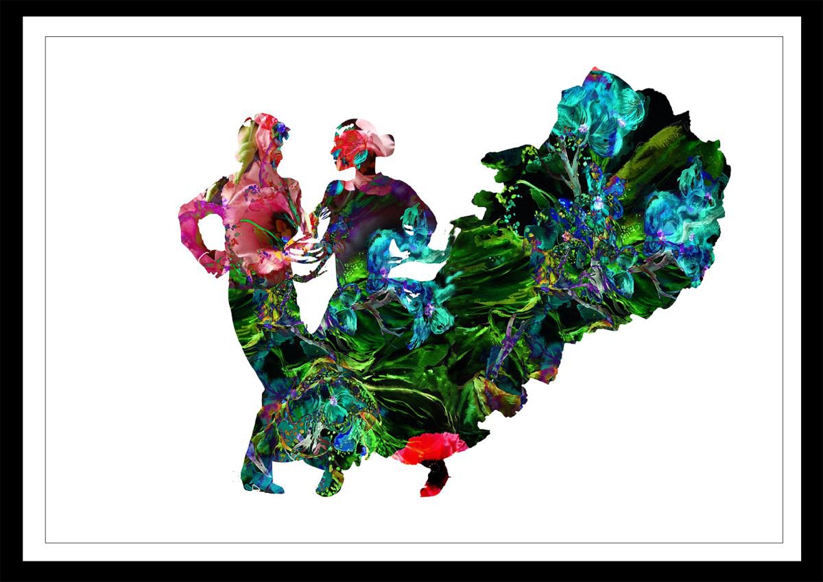 Flamenco dancers / 60 cm x 42 cm by Anna Sidi-Yacoub