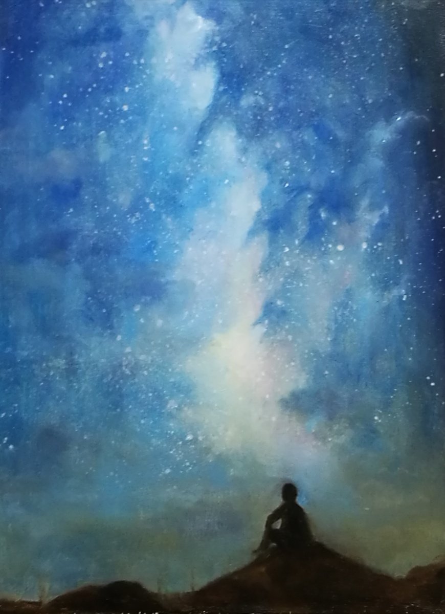 Impressionistic Landscape Oil Painting By Daniela Roughsedge, 9 X 13, Stargazing, Original Artwork