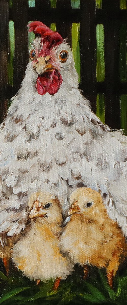 Mother hen and chicks by Natalia Shaykina