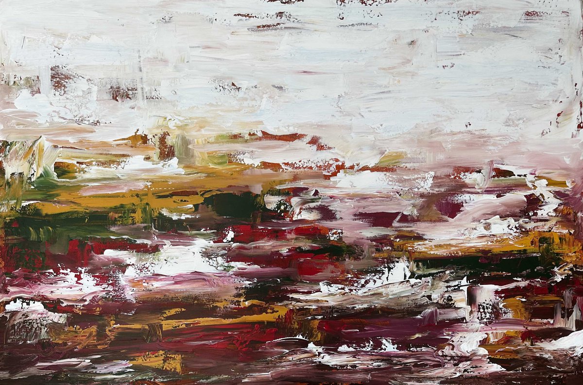 Abstract Landscape Acrylic Painting By Omar Obaid, 59 X 39", Untamed 3, Original Artwork