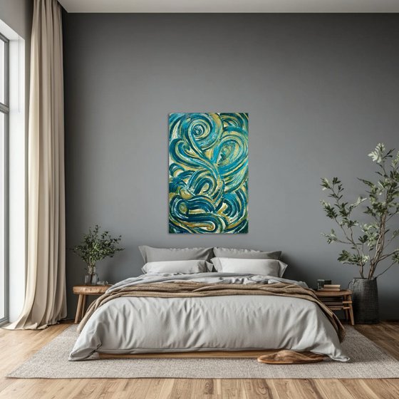 Golden waves 120x80x2 cm