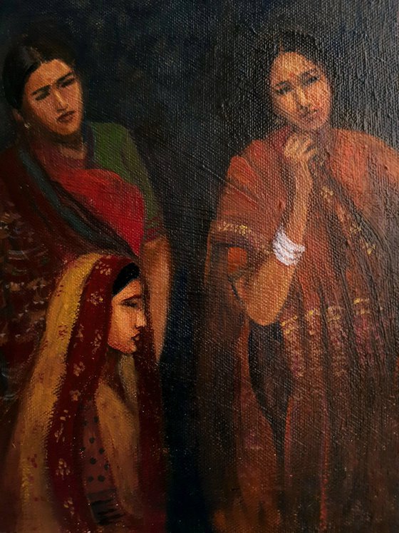 Three Rustic Indian Women at the door