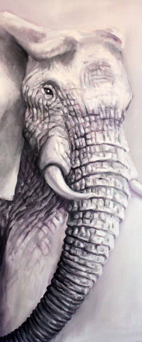 Elephant art, african art ,"White Elephant" by Lena Navarro