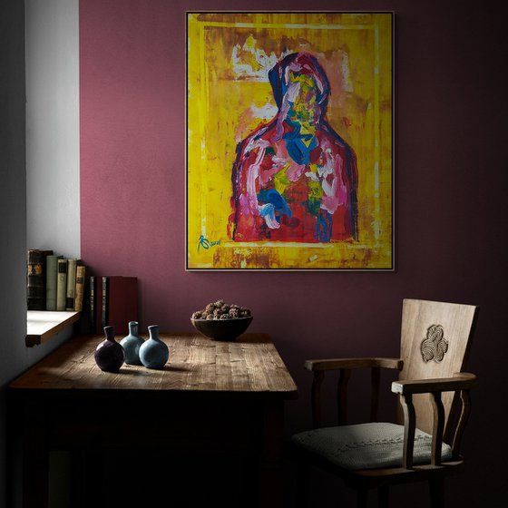 S. N-3 (XXL) - (H)130x(W)106 cm. Contemporary Abstract Expressionist Religious Icon