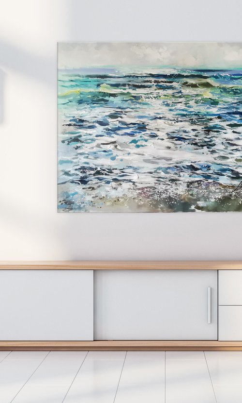 Large sea painting, Seascape canvas art by Annet Loginova