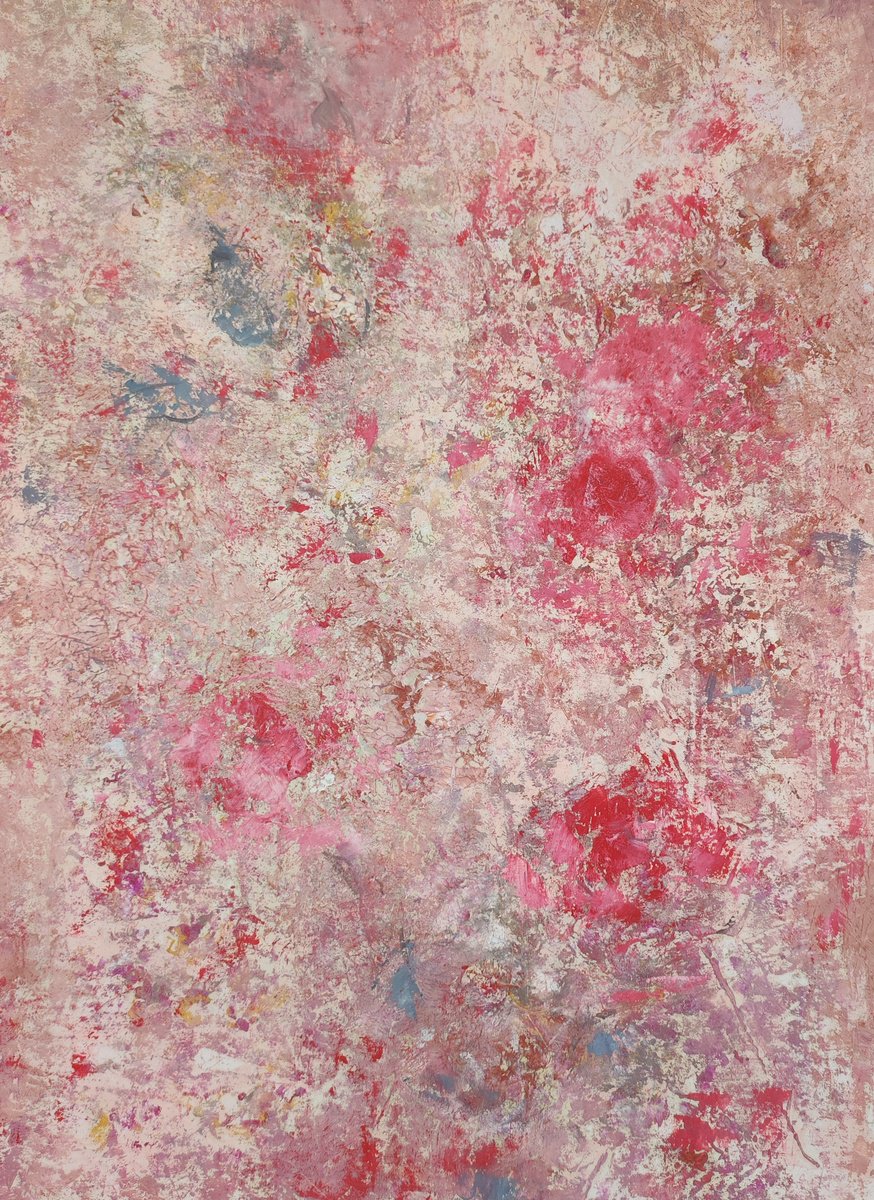 Organic Abstract Painting By Olga Onopko, 19 X 27", Roses In The Abstract, Original Artwork