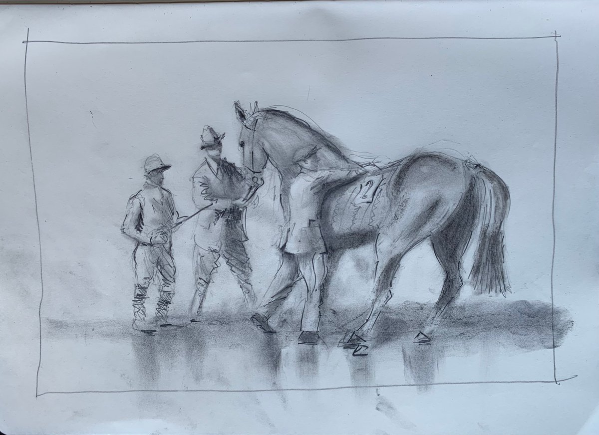 The jockey, his ride, the trainer and his stable boy by Paul Mitchell