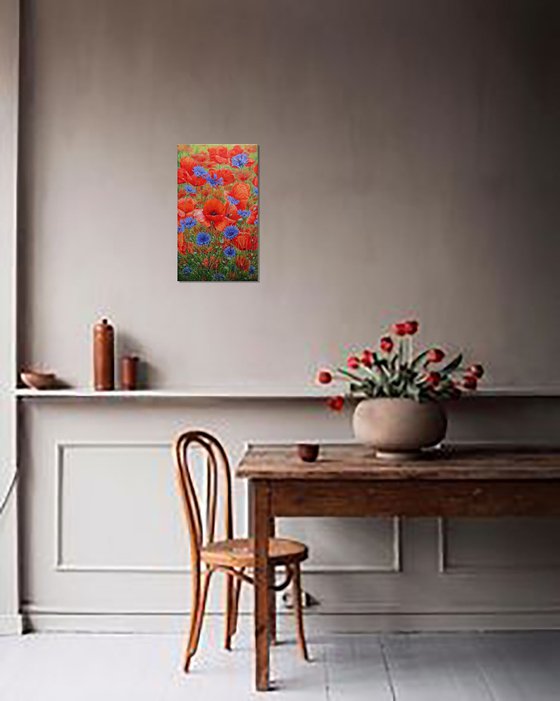 Poppies with cornflowers.