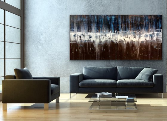 Big Blue & Brown (96x48in diptych)