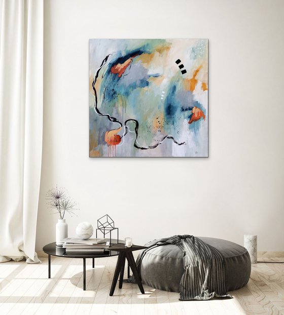 Learning to fly - Original large abstract painting - Ready to hang