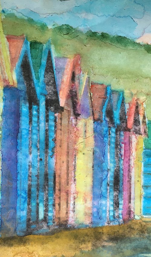 Rainbow Beach Huts by Suzsi Corio