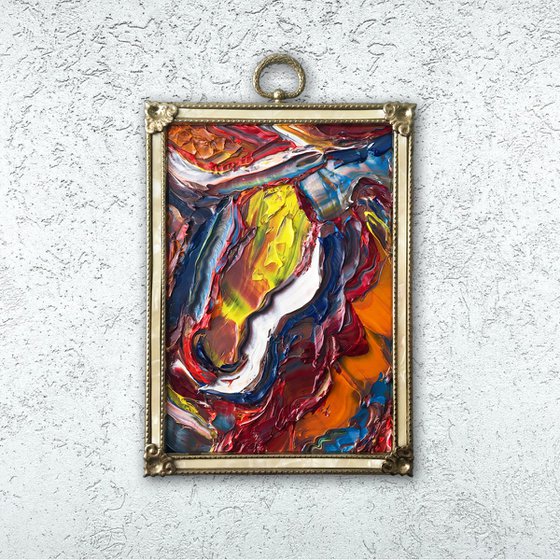 "River Of Life" - Original PMS Micro Painting, Framed - 5" x 8"