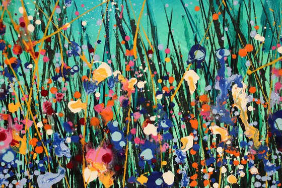Underwater Love#2 - Super sized original abstract floral landscape