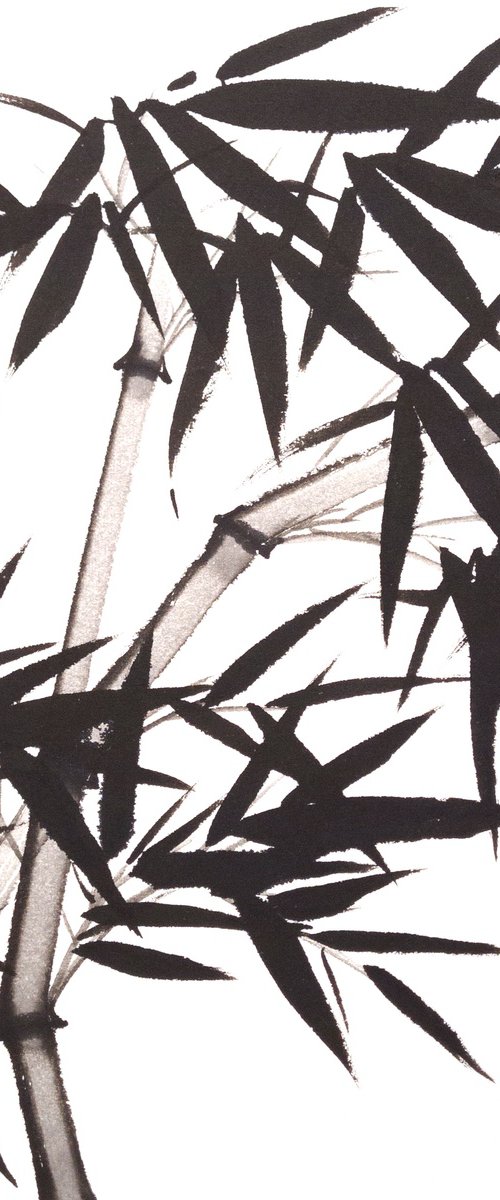 Two Bamboos with a Red Ladybug by Ilana Shechter